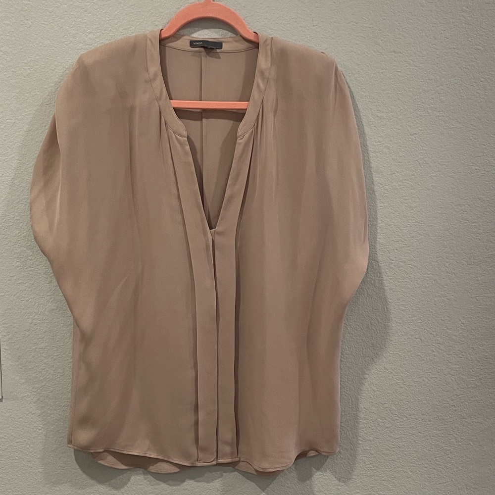 Vince 100% Silk Button Front Blouse Small EUC